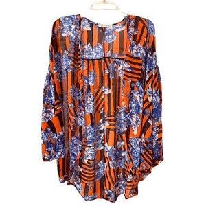 Chiffon Kaftan White Lotus Vibe Tiger Stripe Tropical Swim Cover Beach Pool S